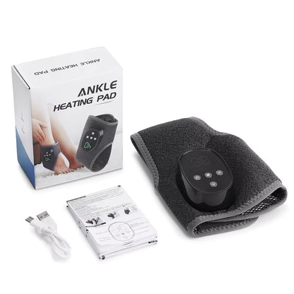 Electric Thermal Ankle Massager Wrap with Heated Vibration & 4-Stage Temperature Control