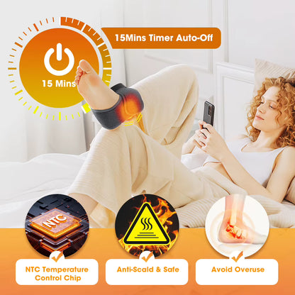 Electric Thermal Ankle Massager Wrap with Heated Vibration & 4-Stage Temperature Control