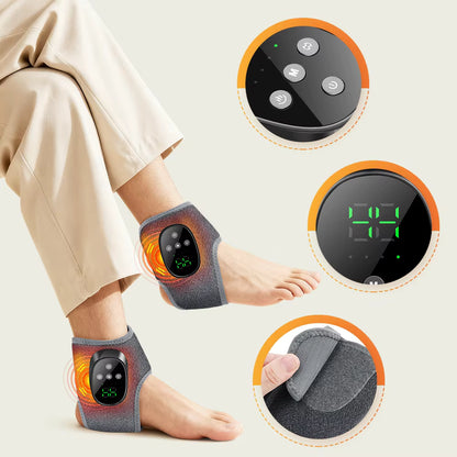 Electric Thermal Ankle Massager Wrap with Heated Vibration & 4-Stage Temperature Control