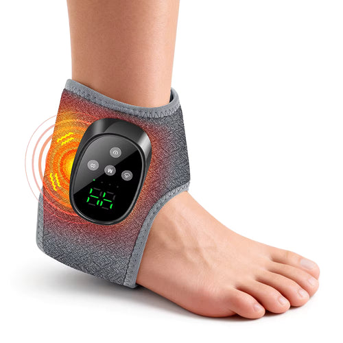 Electric Thermal Ankle Massager Wrap with Heated Vibration & 4-Stage Temperature Control