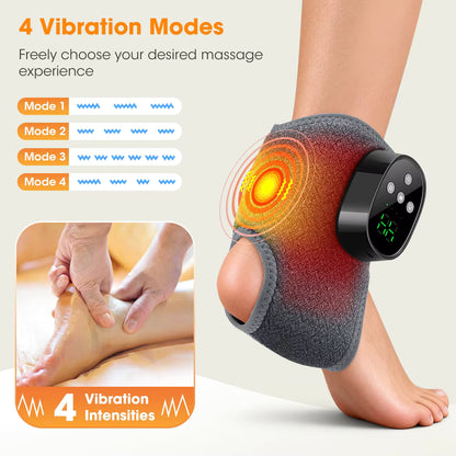Electric Thermal Ankle Massager Wrap with Heated Vibration & 4-Stage Temperature Control