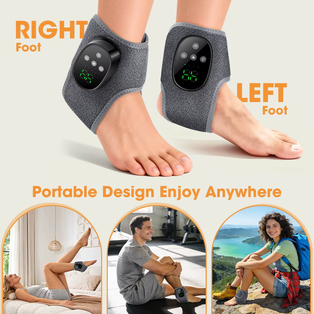 Electric Thermal Ankle Massager Wrap with Heated Vibration & 4-Stage Temperature Control