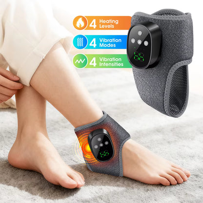 Electric Thermal Ankle Massager Wrap with Heated Vibration & 4-Stage Temperature Control