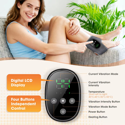 Electric Thermal Ankle Massager Wrap with Heated Vibration & 4-Stage Temperature Control
