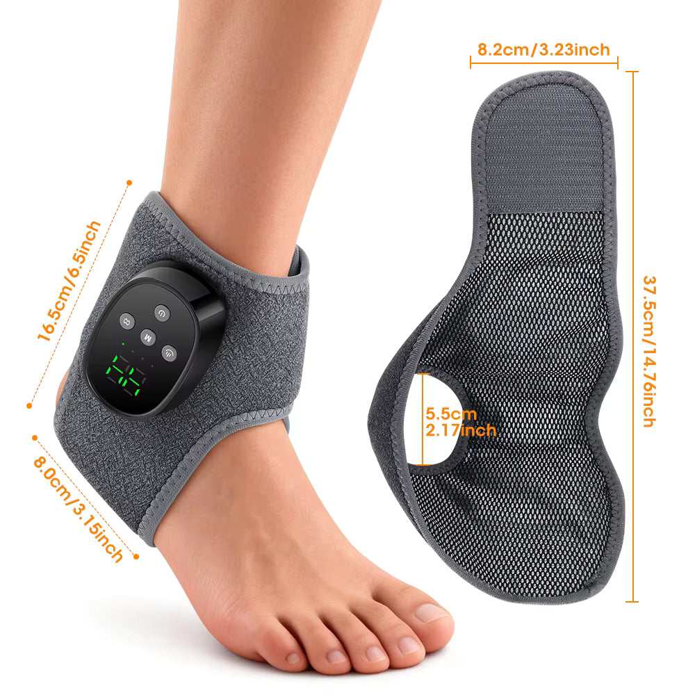 Electric Thermal Ankle Massager Wrap with Heated Vibration & 4-Stage Temperature Control